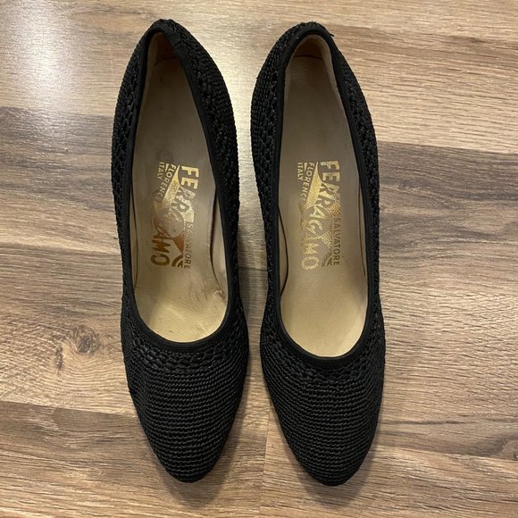 Ferragamo Black Woven Heels - Picture 4 of 10